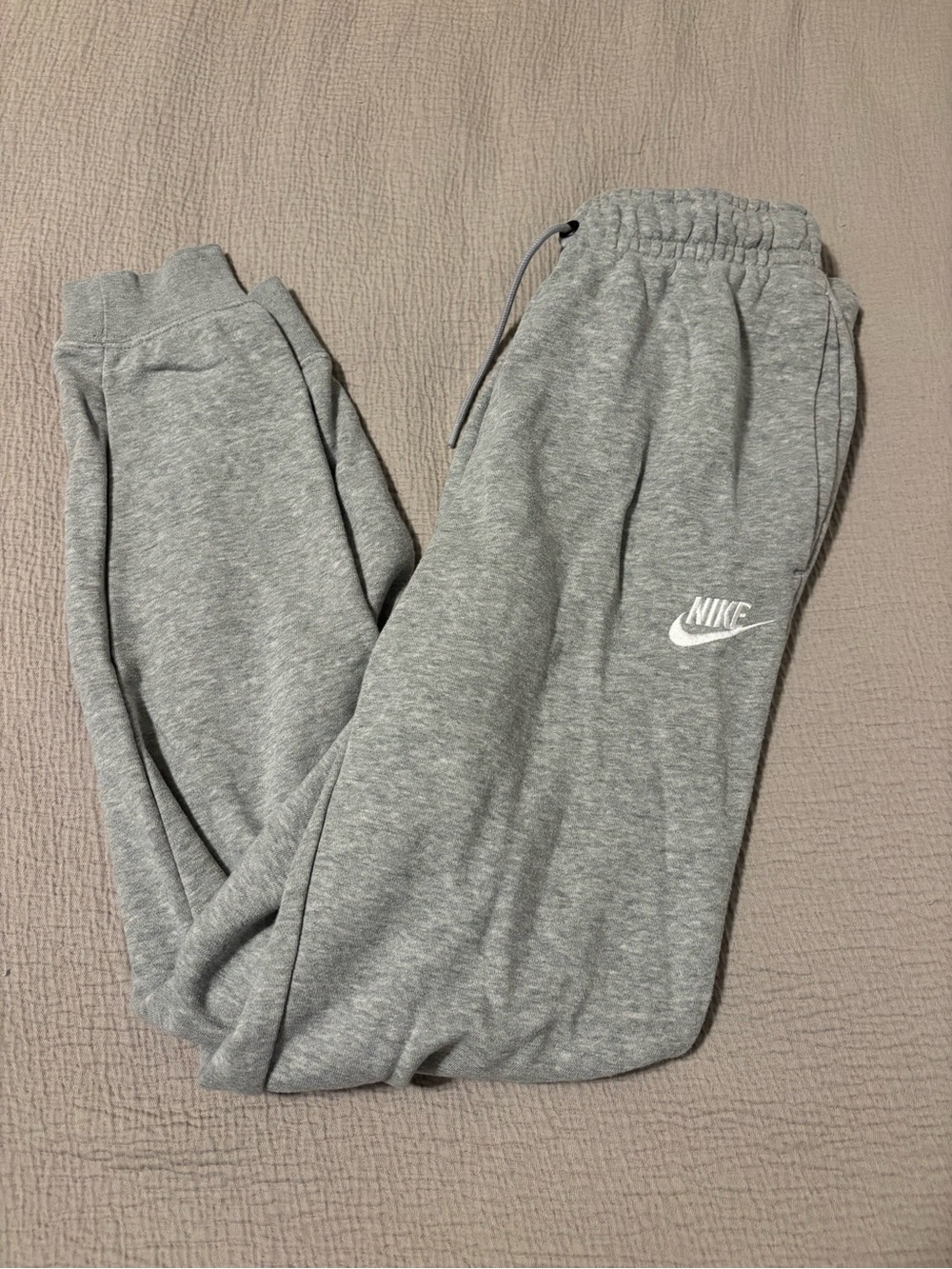 Nike Gray Sweat Joggers with White Swoosh